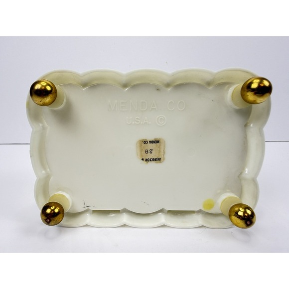 Vintage Menda 1950's Embellished White trinket box w/Matching  Handheld Mirror - Picture 8 of 16